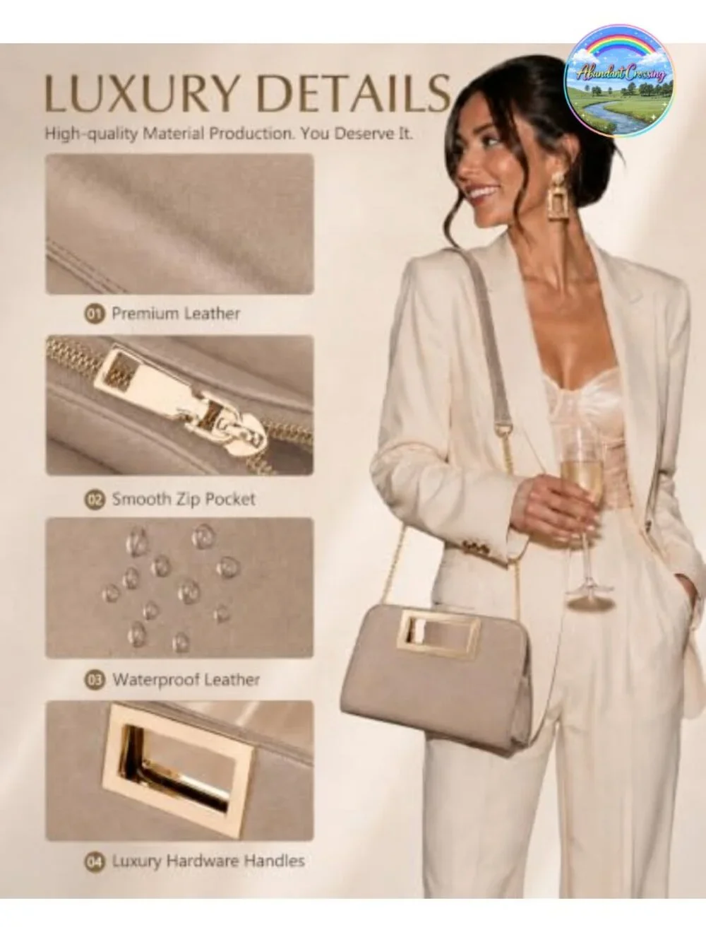 Vegan Leather Clutch Purse Cut-Out Handle Evening Handbag Crossbody for Wedding